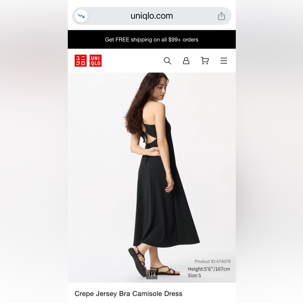 Women’s UNIQLO Black Midi Dress Size S